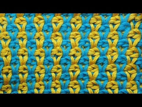 Видео: Узоры вязания крючком Tunisian crochet pattern 32