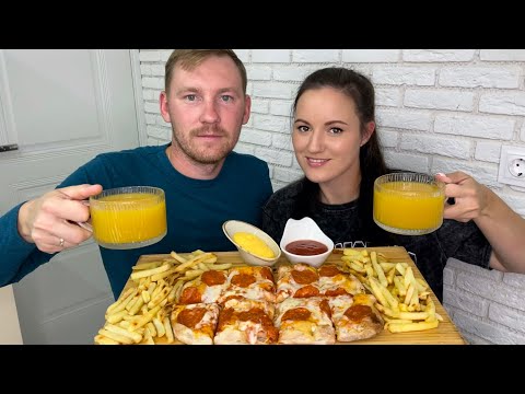Видео: МУКБАНГ пицца пепперони картошка фри сырный и острый соус Mulbang pizza