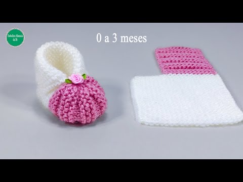 Видео: Пинетки для малышки спицами пошагово от 0 до 3 месяцев.