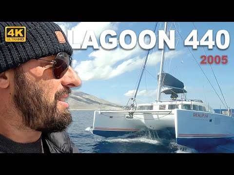 Видео: Lagoon 440, 2005 года. Обзор катамарана и тест драйв 1200 nM по очень плохой погоде. Все расскажем.