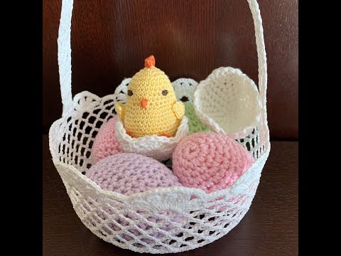 Видео: Пасхальная корзинка связанная крючком. Easter basket crochet.