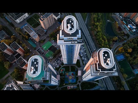 Видео: Раменки. ЖК Воробьёвы горы. Мосфильмовский пруд. Москва [Drone 4K 60fps]