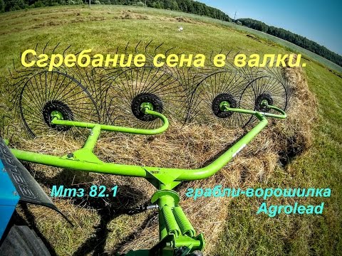 Видео: Сгребание сена в валки. Мтз 82.1 & грабли-ворошилка Agrolead