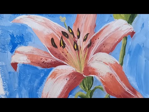 Видео: Как нарисовать Лилию гуашью.