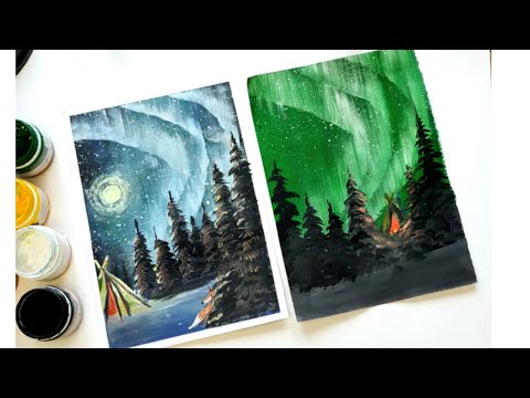 Видео: Северное сияние Как нарисовать Варианты Northern Lights