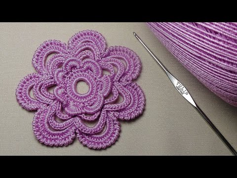 Видео: Как связать ЦВЕТОК крючок для начинающих - ирландское кружево - crochet flower - 3D Flowers Crochet