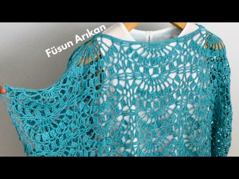 Видео: Летняя блузка / шаль / пончо крючком