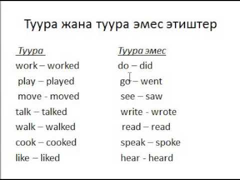 Видео: Англис Тил Эжеке 54 - Туура жана туура эмес Этиштер - Откон чак