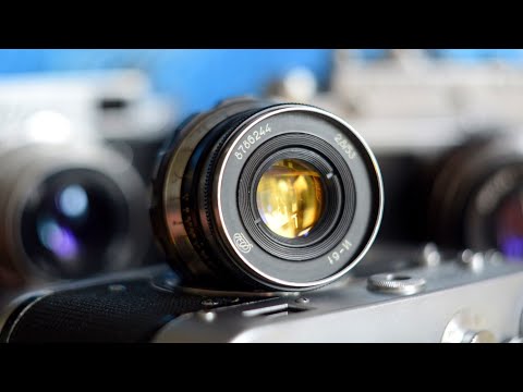 Видео: Объектив Индустар-61 с жёлтым просветлением. В обиходе "Зебра"