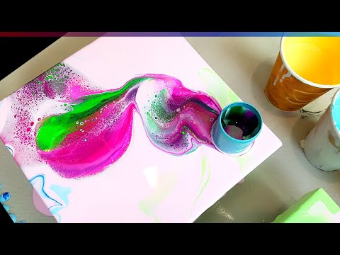 Видео: Четыре Cезона - Новая композиция с Акриловой Заливкой - Флюид-арт для начинающих - Жидкий Акрил