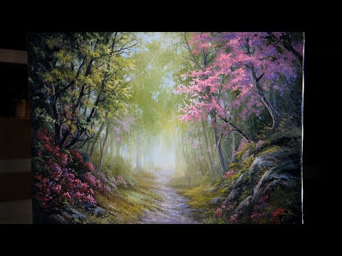 Видео: Розовый лес — рисуем с Кевином — пейзажная живопись