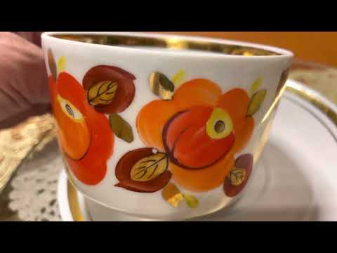 Видео: Чайні пари з ручним розписом.Городниця.