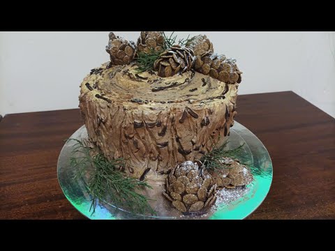 Видео: #տորթ#կոճղ#Ուղղահայաց շերտերով ,ձմեռվա շնչով տորթ՝ ԿՈՃՂ.#Торт #ПЕНЕК с #шишками.