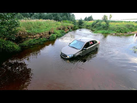 Видео: БРОД! LADA Granta не смогла, KIA RIO заглохла. Объезд пробки Нижний Новгород-Бор