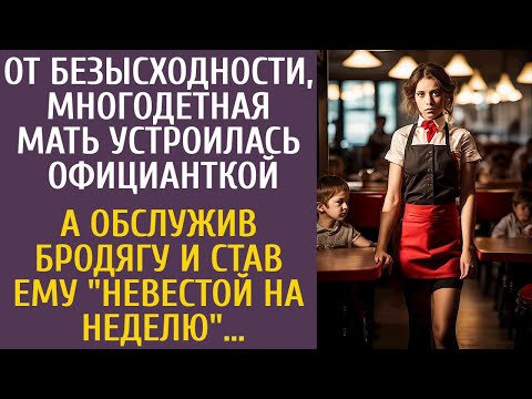 Видео: Отчаявшись, многодетная мать стала официанткой… А обслужив бродягу и став ему "невестой на неделю"…