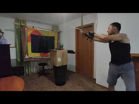 Видео: тетива из плетёнки(рыболовной) против 450+