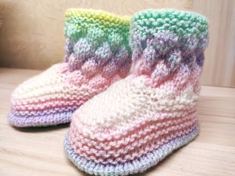 Видео: Пинетки спицами ( до 1года). Простая модель. Knitting Baby booties.
