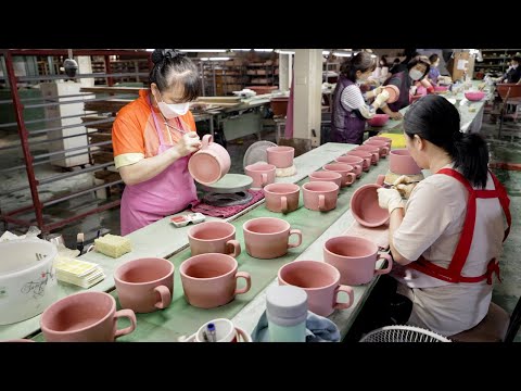 Видео: Процесс массового производства чашки Big Mug. Завод по производству кружек в Корее Завод по