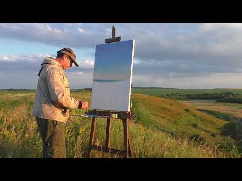 Видео: Живопись на пленэре, рассвет маслом. Как рисовать с натуры, художник Ревякин Дмитрий.
