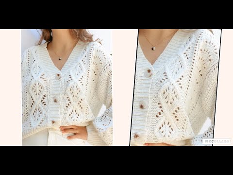 Видео: Красивые ажурные ромбы для  французской кофты.