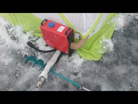 Видео: Дизельная автономка (китайский фен) в палатку. Первый выезд на лёд.