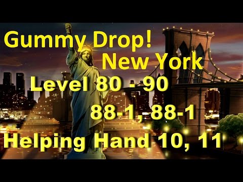 Видео: Gummy Drop! Конфетки! - New York Level 80 - 90, 82-1, 88-1, 88-2 Helping Hand 10, 11 Walkthrough