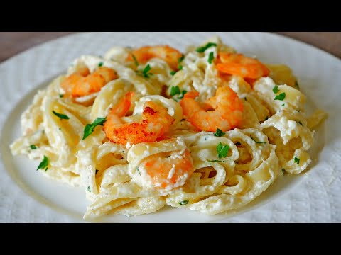 Видео: Паста с соусом Альфредо Классический рецепт с креветками