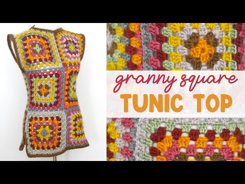 Видео: 🧶 Красивый и простой в вязании крючком топ! (Туника «бабушкин квадрат»)