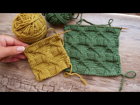 Видео: Рельефные ромбы – узор спицами ꧁꧂ Embossed rhombuses - knitting pattern