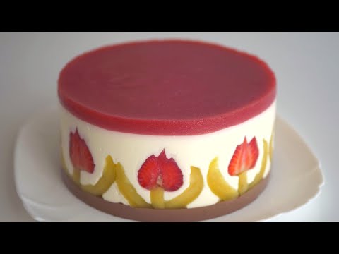 Видео: Торт "Фрезье" без выпечки/ Йогуртовый желейный торт 140 ккал в 100 г