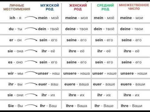 Видео: Притяжательные местоимения в немецком языке