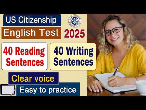 Видео: Официальные 40 предложений для экзамена и собеседования на гражданство США 2025 года (тест по чте...