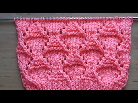 Видео: "Ажурные объёмные ромбы ". Красивый узор спицами для блузы, кардигана, блузона, джемпера.