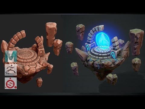 Видео: Autodesk Maya 2019, Zbrush 2019, Painter - Стилизованный портал
