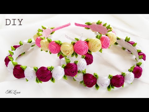 Видео: ОБОДОК С РОЗАМИ, МК /  DIY Roses Headband