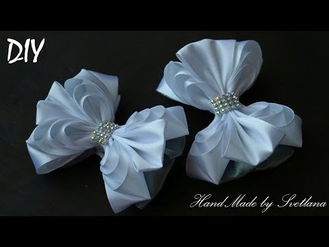 Видео: Бантики из лент ШКОЛЬНЫЕ КАНЗАШИ DIY Bows made of ribbon Kanzashi Laço de Cetim Curva da fita 8