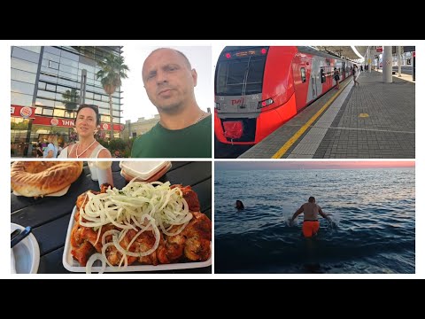 Видео: Адлер 2025 / Курортный городок после заката / Вечерний пляж и море / Лучший шашлык на побережье 