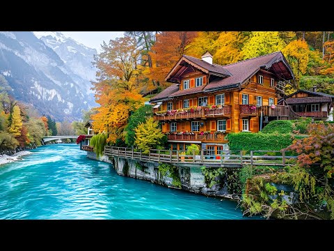 Видео: Интерлакен 🇨🇭 Прогулка по осенней листве 🍁 Швейцария 4K
