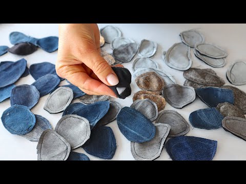 Видео: Просто, но очень красиво. Нарезаю старые джинсы причудливым образом и мастерю авторскую вещь