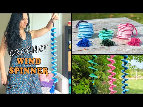 Видео: Простой урок по вязанию крючком прялки Wind Spinner — используйте остатки пряжи