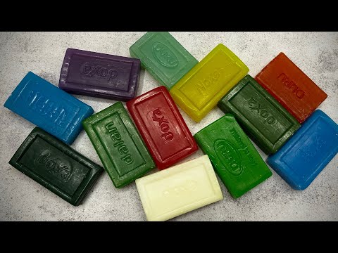 Видео: ASMR soap/ Dry soap cutting ❤️💚💛💙🤍/ Резка глицеринового мыла 