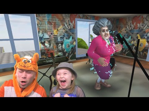 Видео: Прохождение уровня с микрофоном и на барабанах в игре Scary Teacher 3D Competition Time.