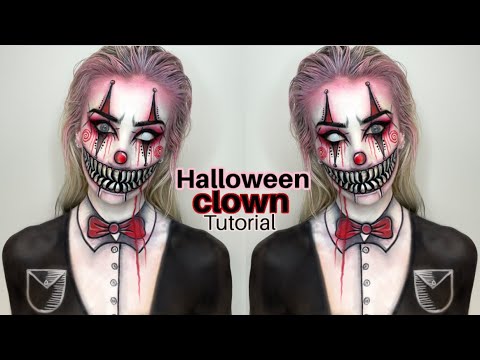 Видео: Урок по эпическому макияжу клоуна на Хэллоуин! Джокер х Билли из «Пилы»