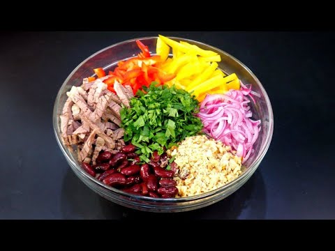 Видео: Салат ТБИЛИСИ с фасолью — Грузинский вкус, который покоряет с первой ложки! Пошаговый рецепт.