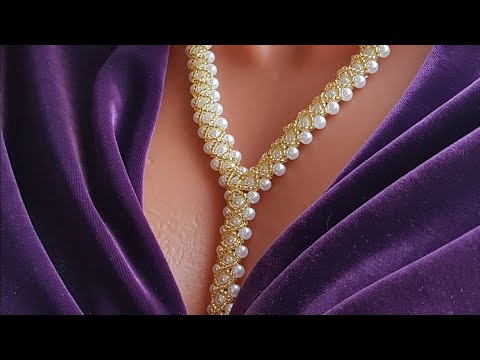 Видео: Beaded necklace/Pearl necklace/Necklace corner/Жемчужное ожерелье/Жемчужное колье/Колье из бусин/