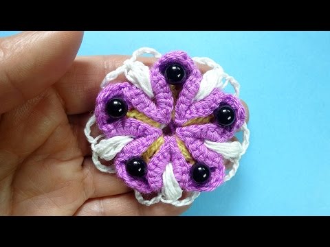 Видео: Фантазийный цветок Crochet flower Вязаные цветы 88
