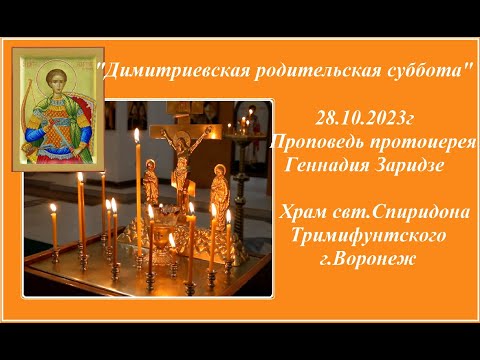 Видео: 28.10.2023г  "Димитриевская родительская суббота" Проповедь протоиерея Геннадия Заридзе.