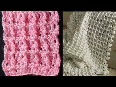 Видео: "Вафельный" узор крючком для пледа .