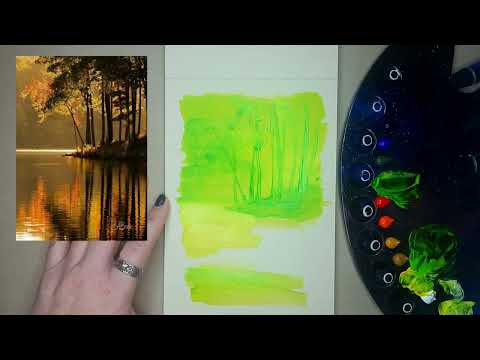 Видео: Осень в контражуре. Как нарисовать пейзаж акрилом.