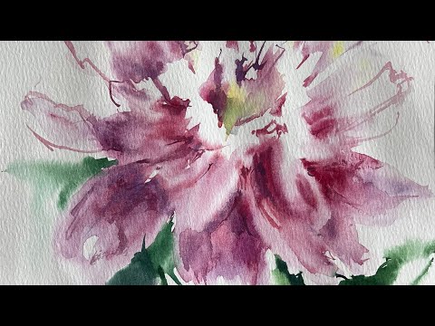 Видео: Цветы. Челлендж. День 2️⃣ Пион #цветы #акварель #челлендж #пионы #chellenge #art #painting #sketch